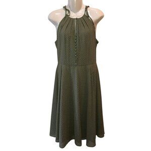 Gal Meets Glam Lenore Size 6 Sage Green Swiss Dot Sleeveless Fit and Flare Dress